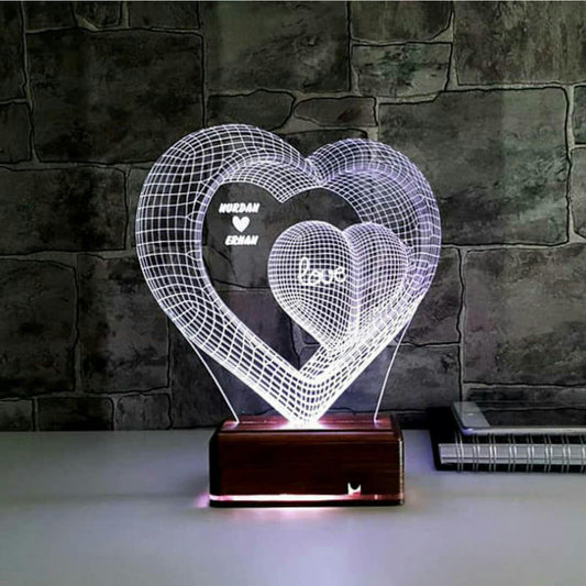 Two Hearts - 3D Led - Night Lamp